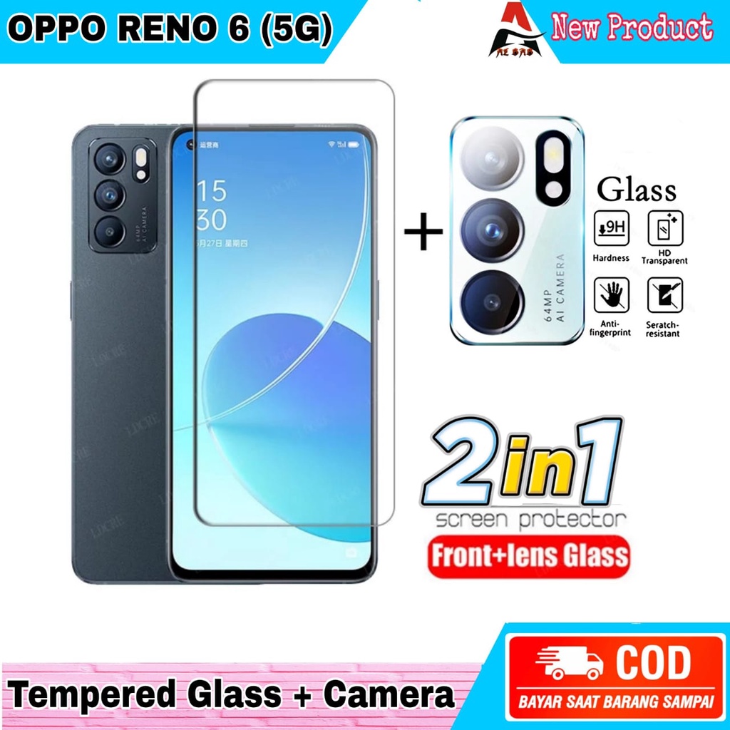 Tempered Glass OPPO RENO 6 (5G) / RENO 6 (4G) / RENO 5 / RENO 5F Bening Bonus Camera Full Cover Oppo