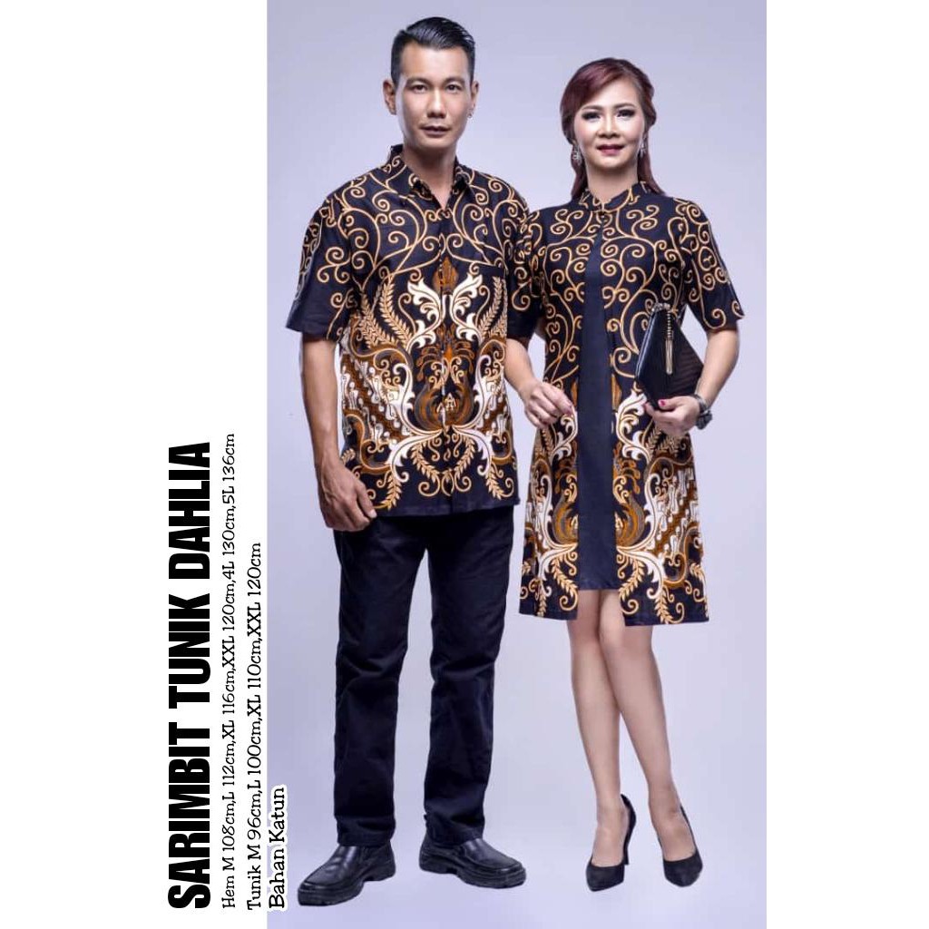 aneka batik Sarimbit Tunik Dahlia / couple dress / batik solo / batik murah / batik kondangan / ootD