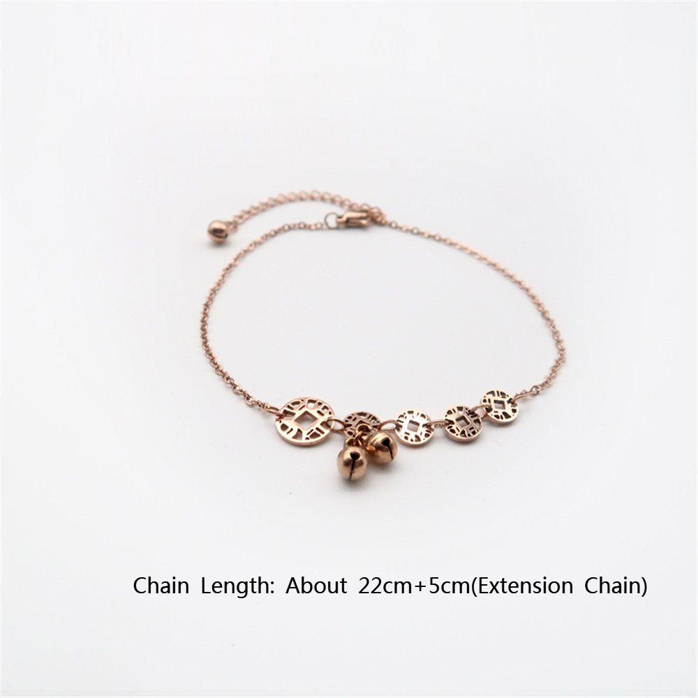 Lily Gelang Kaki Klasik Bahan Titanium Steel Koin Gaya China Untuk Wanita