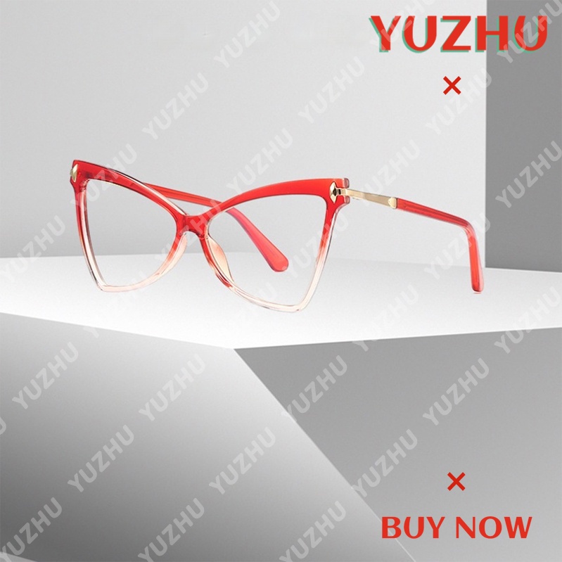 (YUZHU) COD Fashion Eropa dan Amerika TR90 Oversized Frame Kacamata Fashion Trendy Kacamata Anti Cahaya Biru Wanita