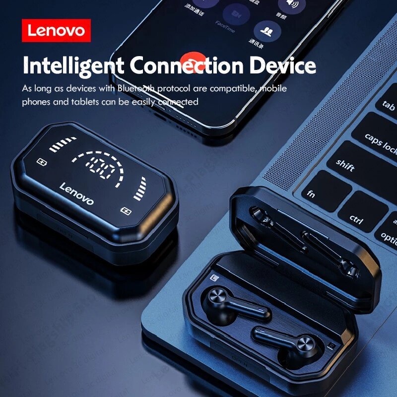 Asli Lenovo LP3 Pro TWS Bluetooth 5.0 Headphone 1200 MAh Kapasitas Tinggi Baterai Nirkabel Headphone Hi Fi Musik Headphone dengan Display dengan Mikrofon