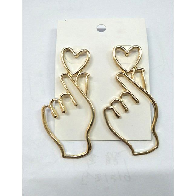 LRC Anting Tusuk Elegant Color Love Shape Design Pure Color