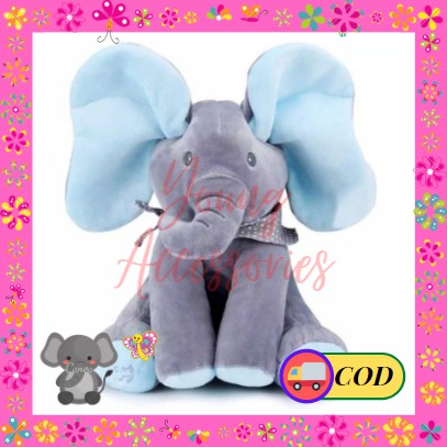 Toys Peek A Boo Elephant Gerak Telinga Boneka Gajah mainan anak bisa nyanyi KADO ULTAH