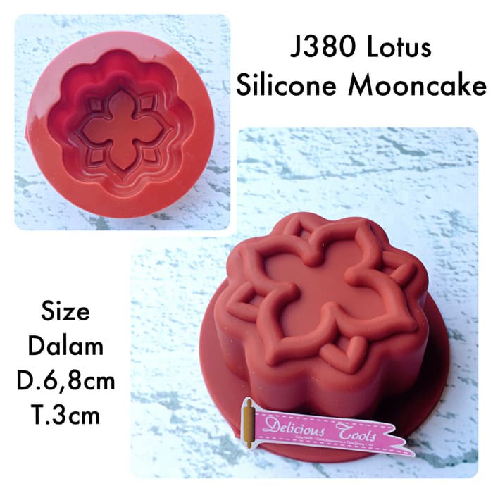 J380 Lotus Silicone Mooncake cetakan puding jelly kue bulan coklat
