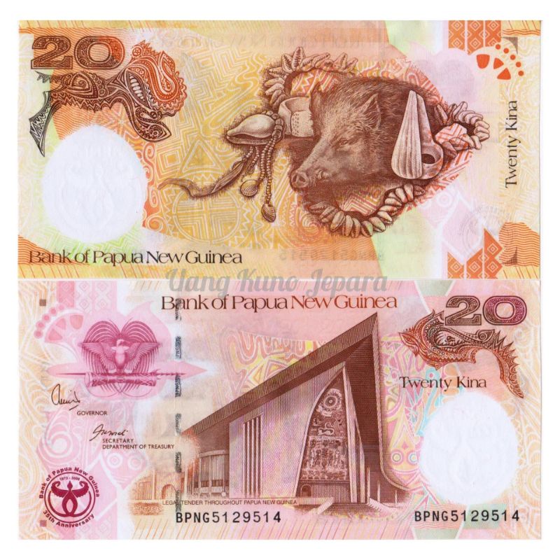 Uang Kuno Luar Atau Asing 20 Kina Papua New Guinea Tahun 2008