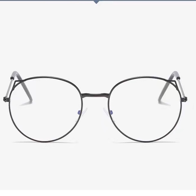 (Rowling)Impor murah Frame Kacamata Wanita dan Pria Gaya Retro Round Eyeglasses Metal Frame Kacamata Fashion-ka-5 abu-abu