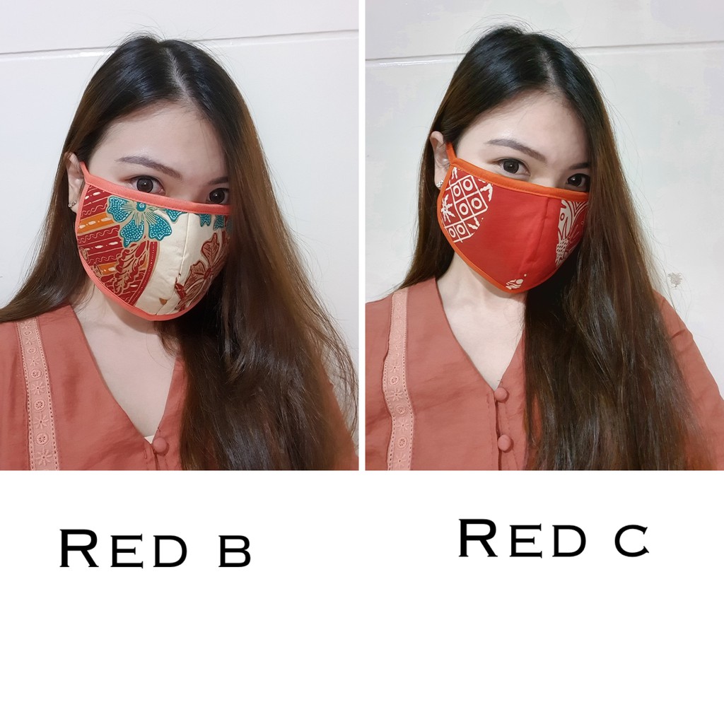 MASKER KAIN MERAH IMLEK CNY BATIK / MASKER TALI BATIK NEW