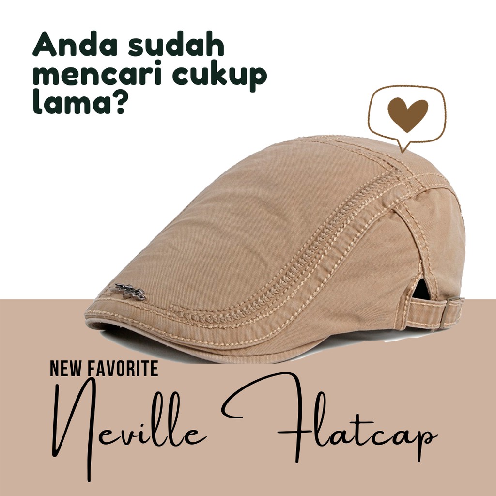 Topi Pet Classic Korea NEVILLE KHAKI Flat Cap Casual Vintage Topi Kodok Copet Retro Distro Fashion P