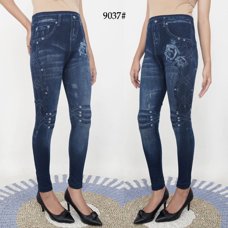 NEW LEGGING IMPORT MOTIF JEANS 9037#LEGGING IMPORT MURAH