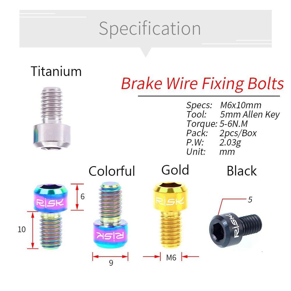 R-FLOWER 2pcs Sekrup Fix TC4 Titanium Alloy Jalan C Rem M6*10mm Kawat Tetap Baut