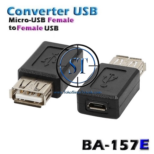 BA-157E Converter Micro USB Female to USB Female 2.0 Sambungan Socket Adapter Micro-USB Konverter