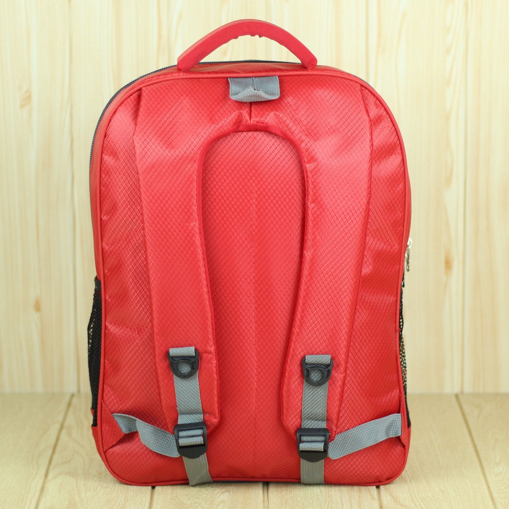 Tas Punggung Polo Resleting Tengah Merah Back Pack Laptop Pria Wanita Unisex Muti Fungsi Trendy Kece