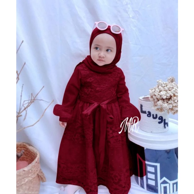 MAXY CHIKITA KID ANAK, BRUKAT FURING, GAMIS HIJAB MUSLIM, MAXY DRESS, 2 UKURAN