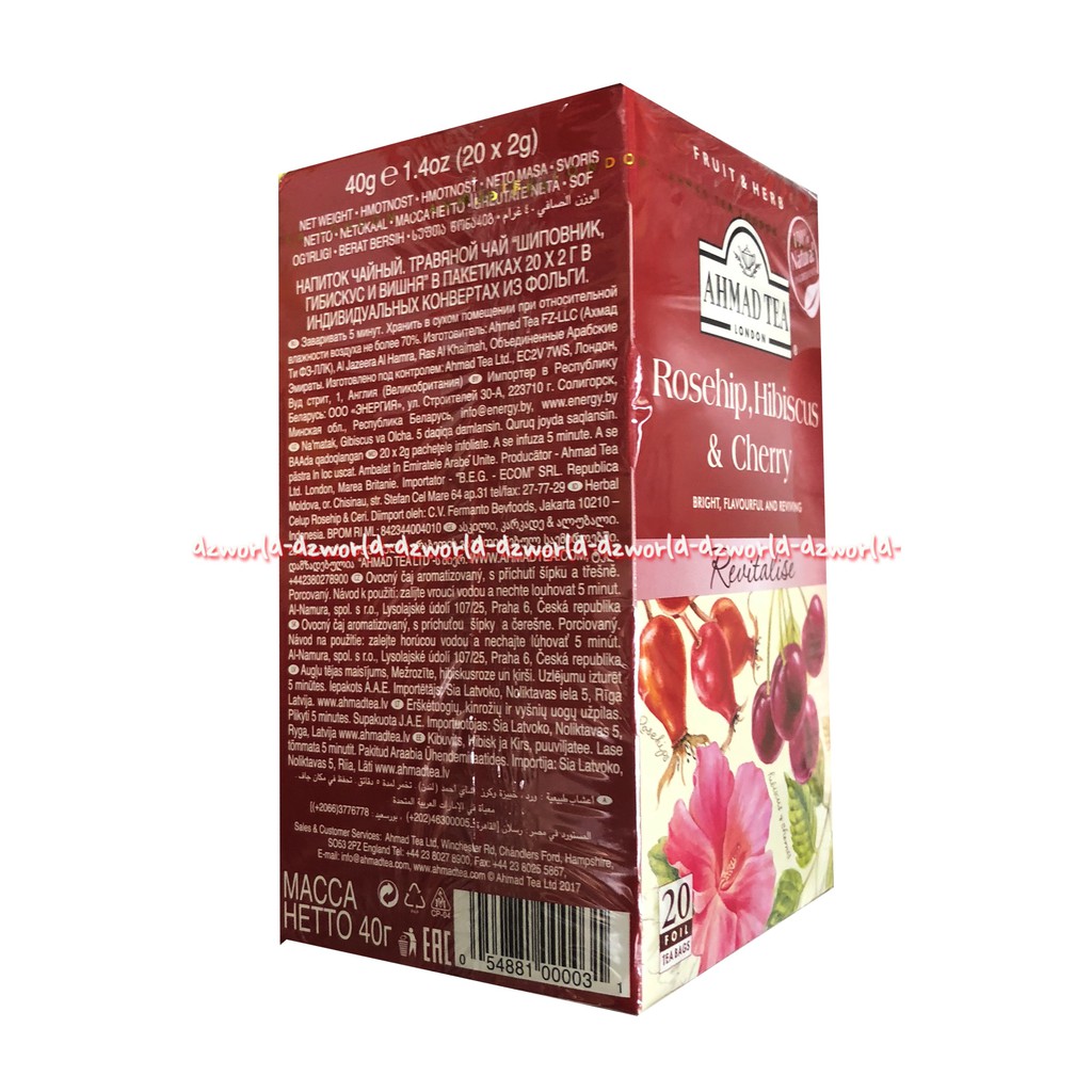 Ahmad Tea Fruit &amp; Herbs infuision Rosehip &amp; Hibiscus Cherry 20foil Teh Rasa Buah Ceri Mawar Ahmadtea Rose Ship