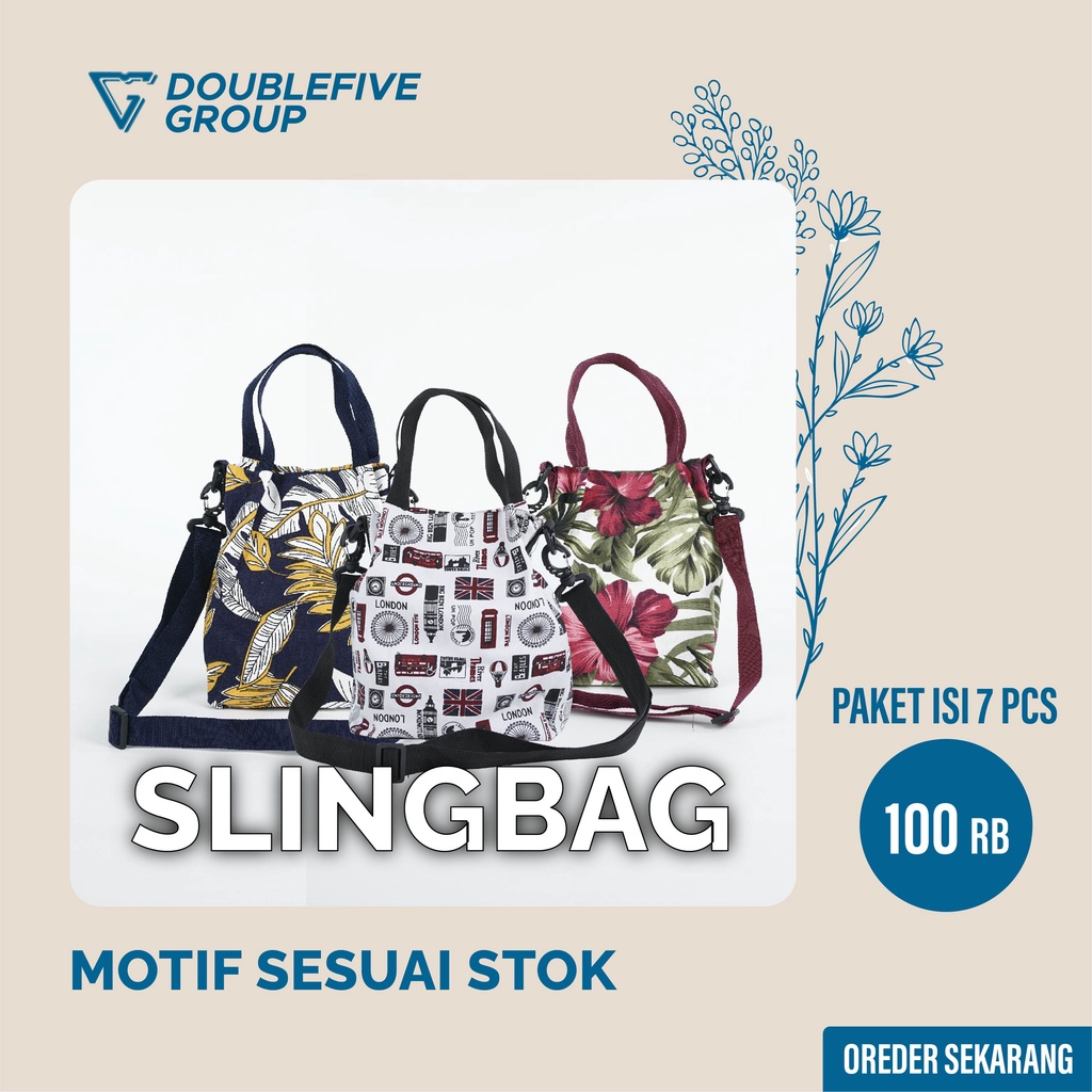 Tas Slingbag Wanita Kanvas Motif 7 Pcs 100Rb