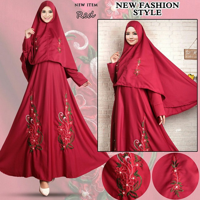 pakaian Gaun muslim ibu islami Ak JIHAN SYARI MAROON /baju gamis muslim syari cewek untuk pesta kerj