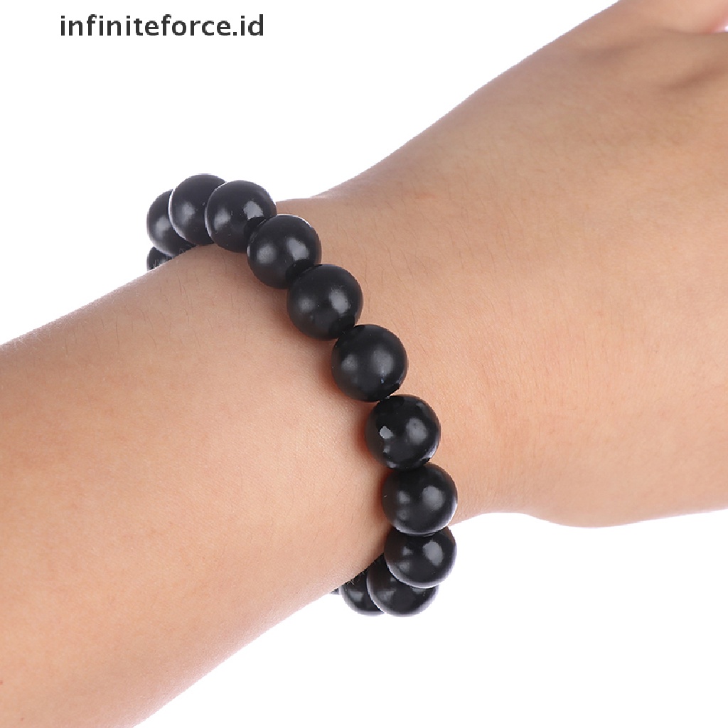 Infiniteforce.id Gelang Tangan Manik-Manik Batu Bianshi Hitam Alami 8mm - 18mm Untuk Pria