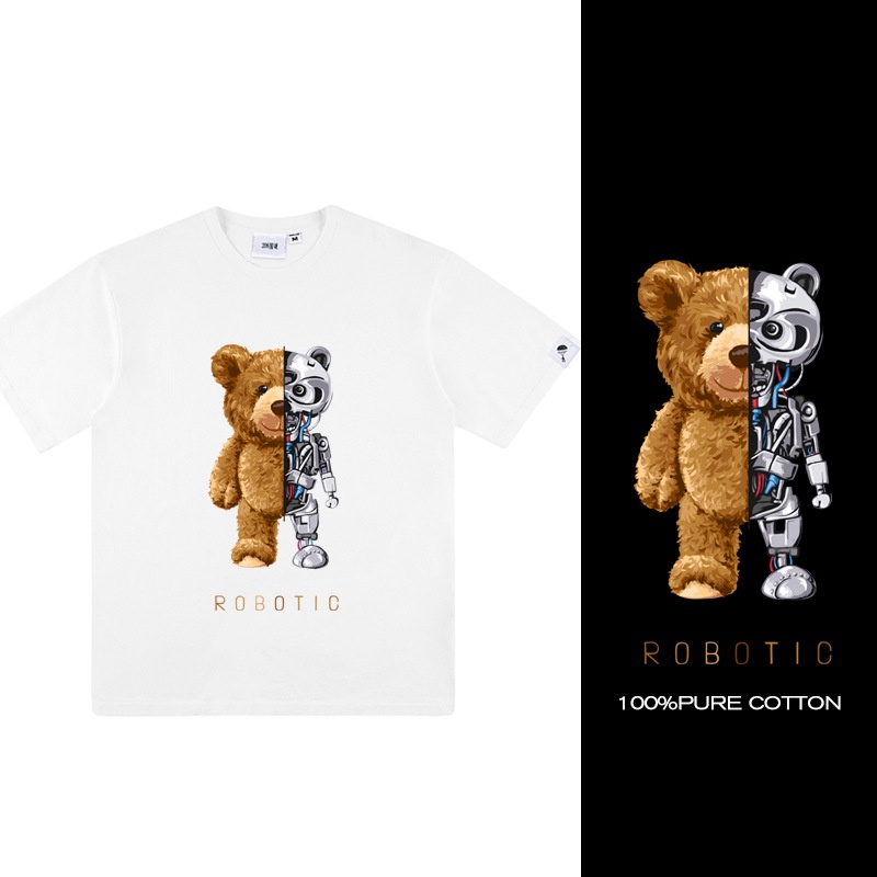 [S.T] Cotton Printed Teddy Bear Robotic Atasan Kaos Sablon 2586 (S-XXXL)