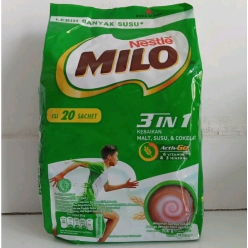 

Nestle MILO 3 IN 1 ACTIV GO 20 sachet x 35 gr - minuman serbuk cokelat