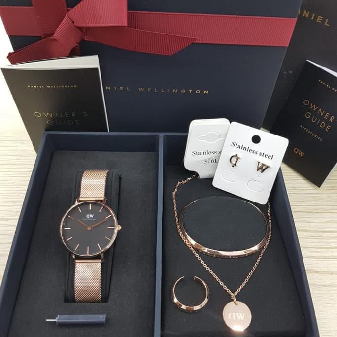 TERBARU JAM TANGAN DANIEL WELLINGTON SET BOX / JAM TANGAN WANITA DW SET ORI TERLARIS