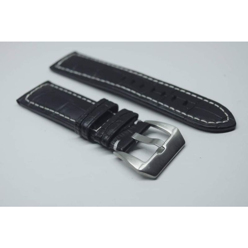 LEATHERS STRAP JAM PANERAI 24MM HITAM TALI JAM TANGAN PANERAI 24MM WATCH BEND PANERAI 24MM HITAM BONUS PEN