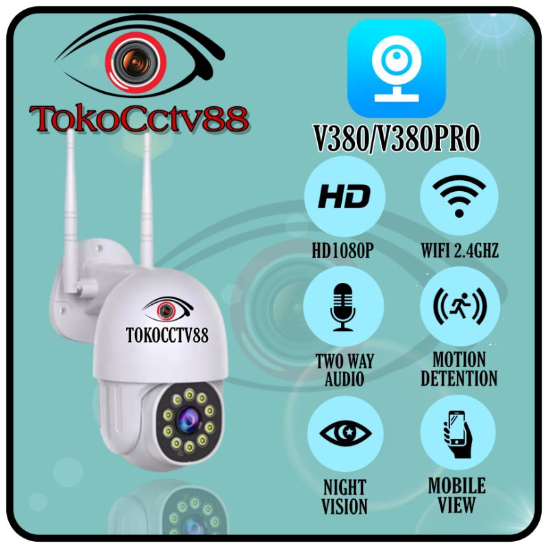 CCTV OUTDOOR IP CAMERA PTZ PAN TILT APP V380 8MP - MALAM BERWARNA
