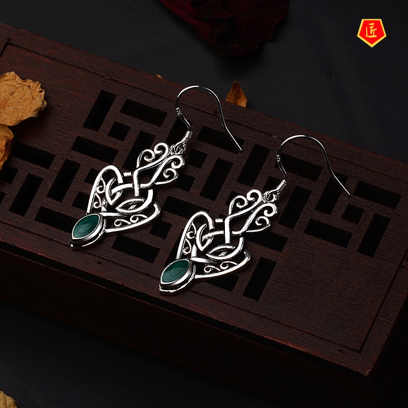 [Ready Stock]S925 Silver Vintage Hollow Flower Earrings