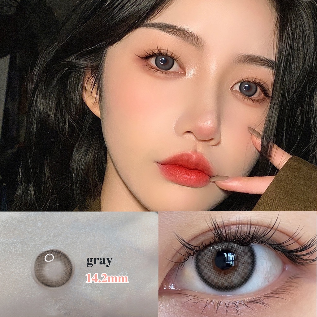 （COD）Sepasang lensa kontak berwarnaDiameter 14-14,5 MM softlens livingsoftlens biru soflens soflen mata soplen murah soplen mata soflens grey
