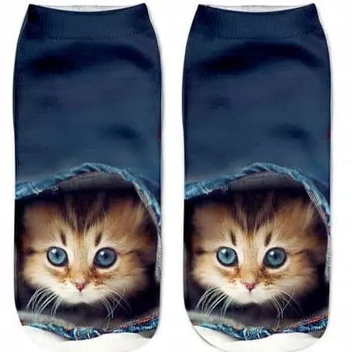 Kaos Kaki Pendek Wanita Lucu Imut Motif Kucing dan Monyet