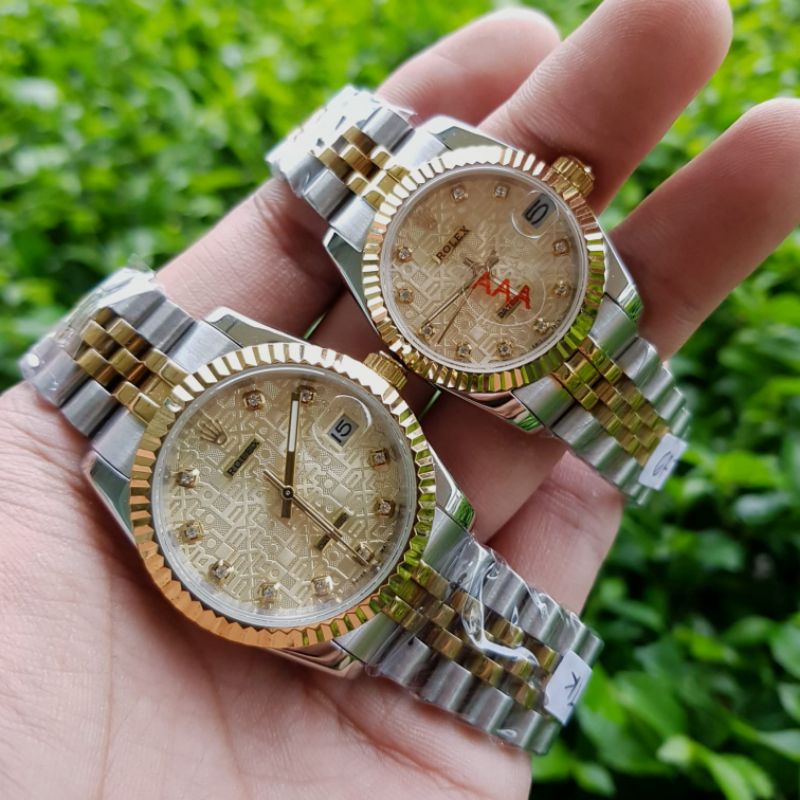 jam tangan couple rolex datejust mesin metic stainless kualitas original