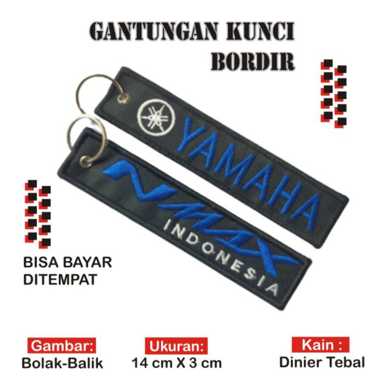 Gantungan Kunci Keychain Keytags Motor Mobil Rumah Tas Bordir  YAMAHA NMAX