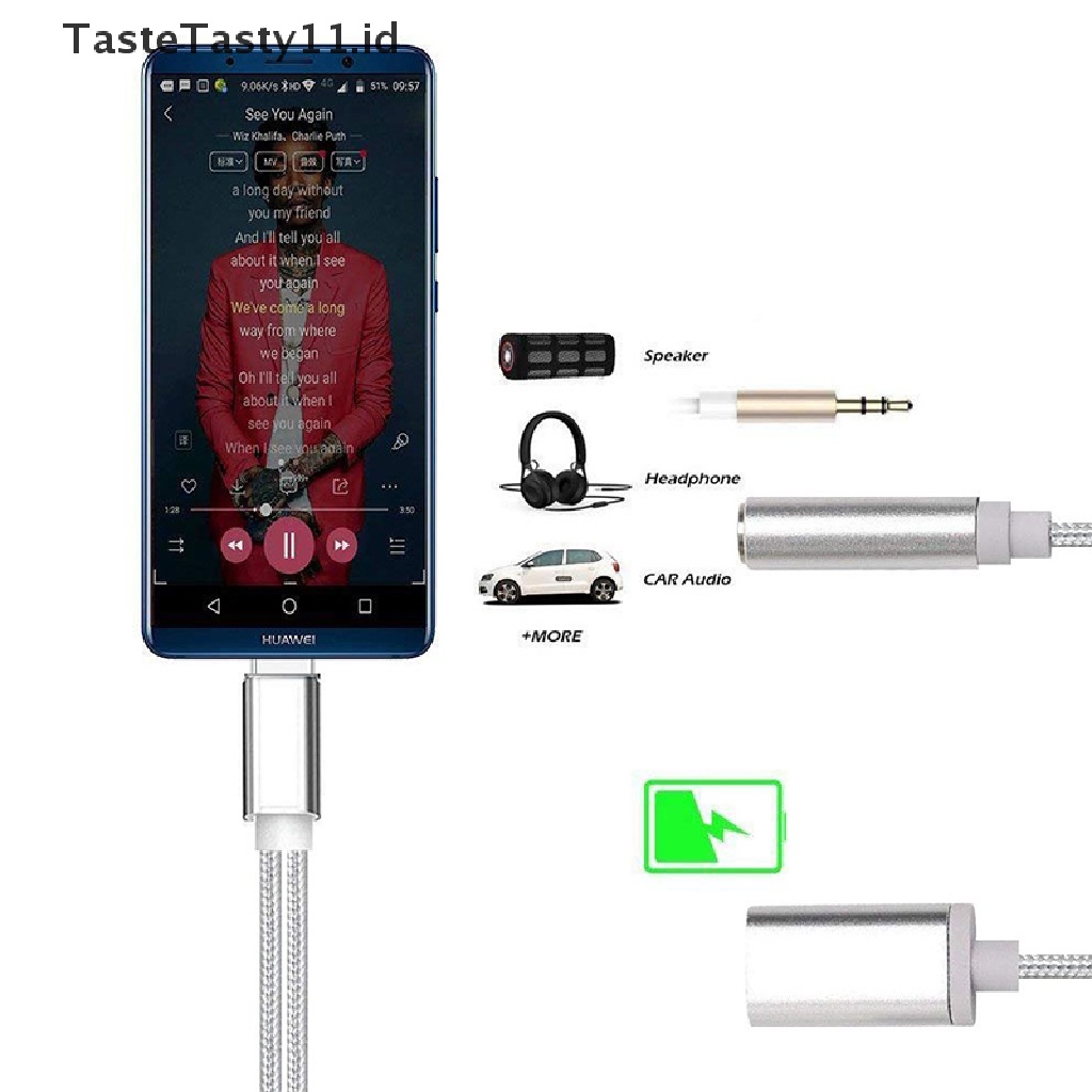 【TasteTasty】 Type-C to Type C 3.5mm Adapter 2 in 1 Splitter Adaptateur Audio AUX Adapter   ID