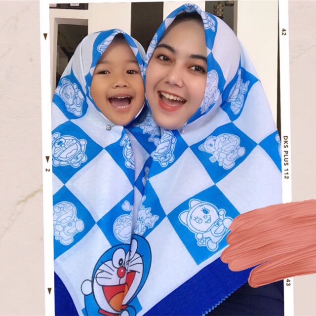 VOAL PRINTING MOTIF DORAEMON / HIJAB ANAK DORAEMON / JILBAB ANAK KARAKTER / KERUDUNG ANAK