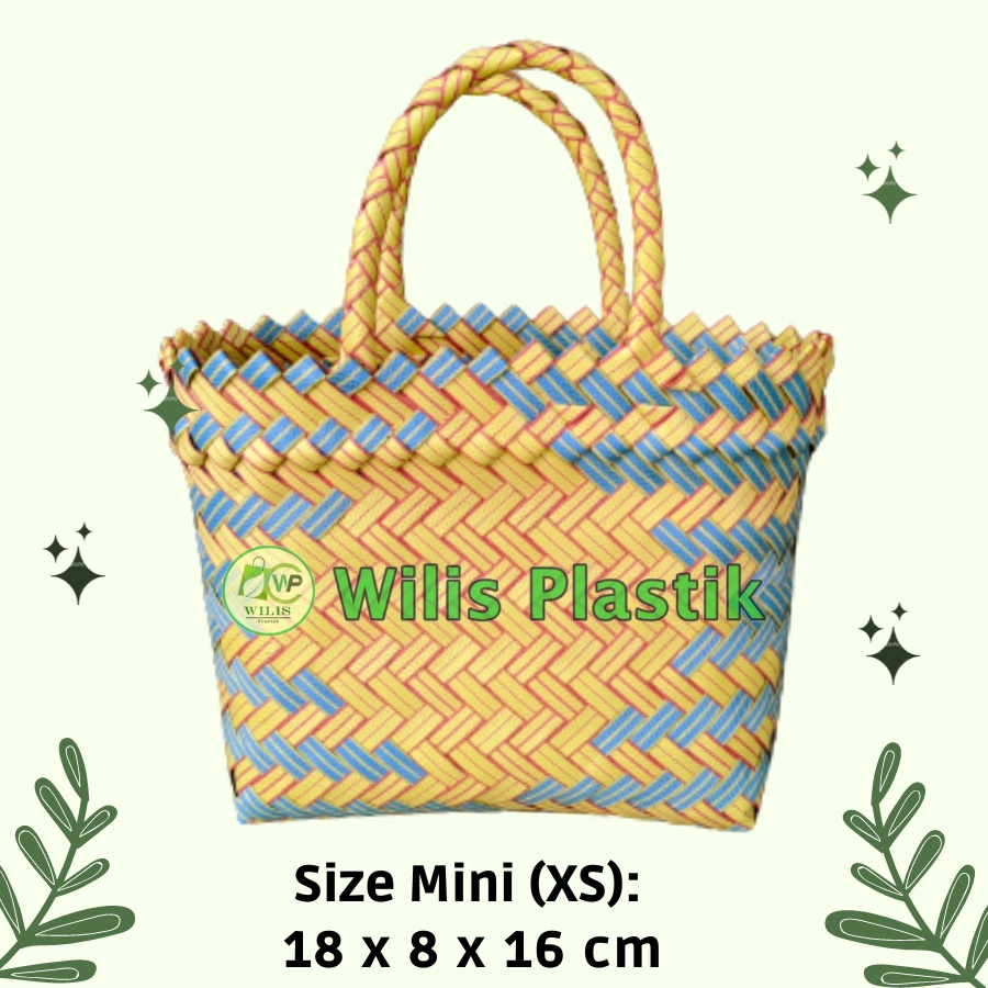 Tas Anyaman Plastik Hampers Tas Souvenir Keranjang Jinjing Tas Parcel  Ukuran Mini (XS) untuk Hantaran