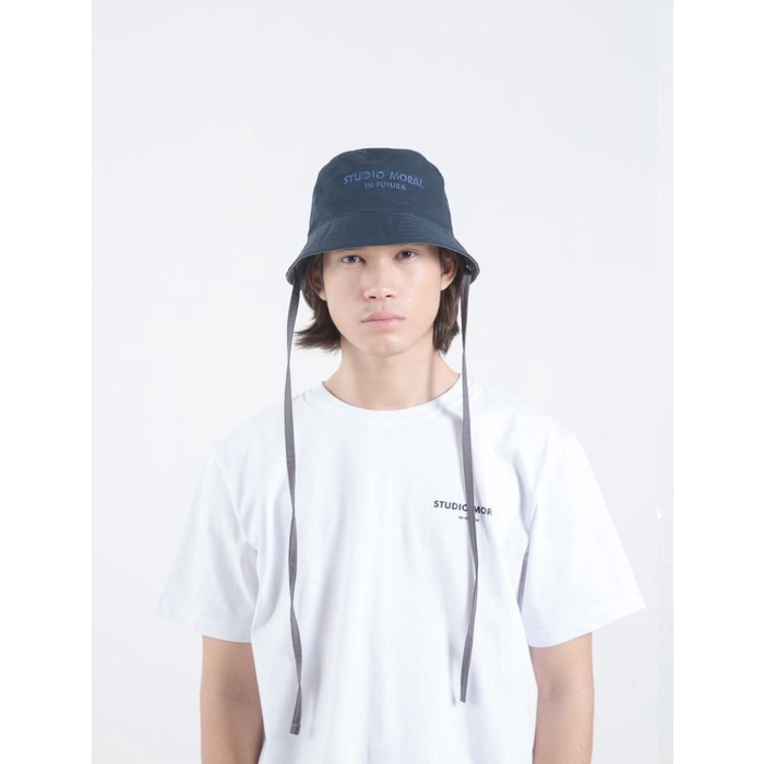 Studio Moral In Futura Bucket Hat In Navy Blue