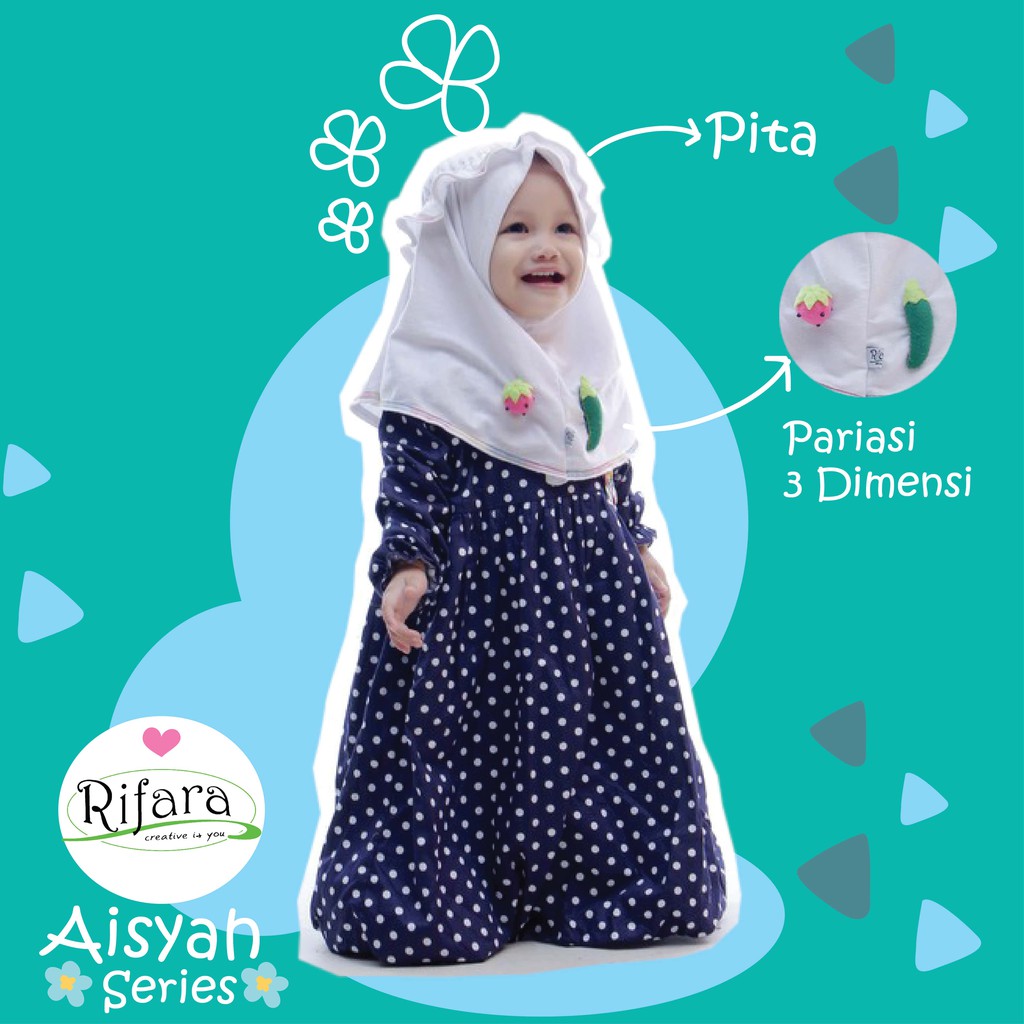 Jilbab Anak RIFARA AISYAH ( Size XS, S dan M), Jilbab Toping, Jilbab Unik