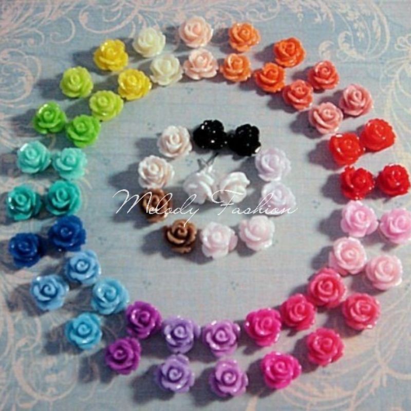 ANTING WANITA BUNGA PLASTIK TINY FLOWER STUD EARING MFS PLASTIC ANTING TINDIK KECIL ANTIKARAT-1