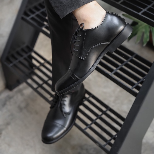 Derby Captoe Black | Sepatu Pantofel Formal Kerja Kuliah Pria Cowok Men Lokal Ori | FORIND x Worka