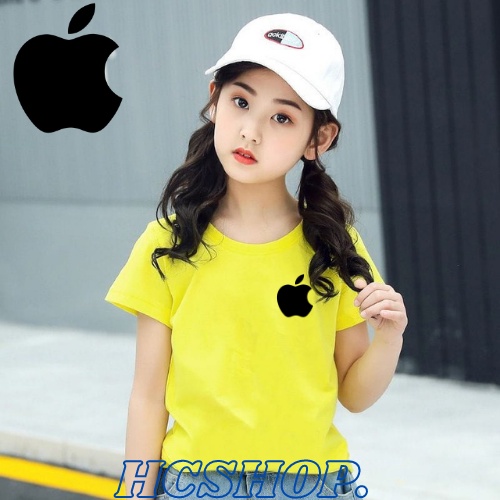 Kaos Anak Laki Laki Oblong Anak Perempuan Apple Usia 2-16 Tahun Unisex Cowok Cewek