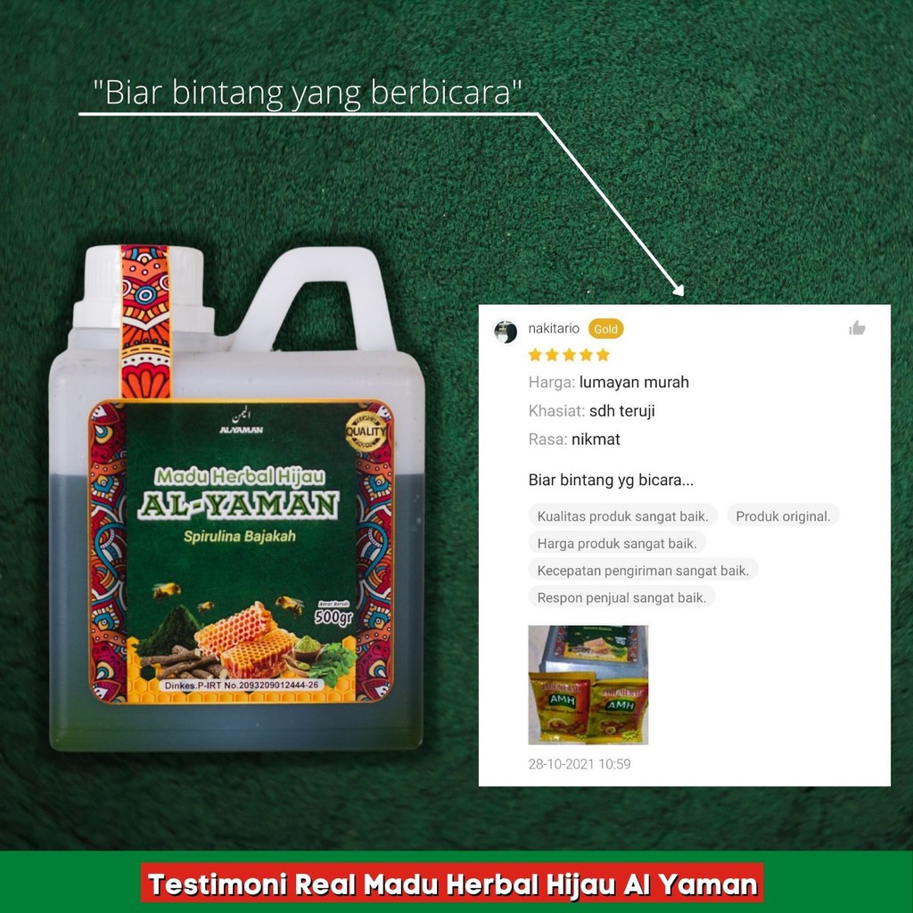 Madu herbal Hijau Herbal Spirulina Bajakah 500gram Untuk Penyakit Lambung