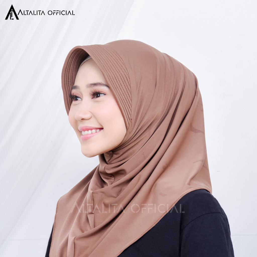 Altalita - Hijab Sport Instan pet Bahan Jersey Spandek Premium Polos Cocok Untuk Sekolah Olahraga dan Sehari-Hari