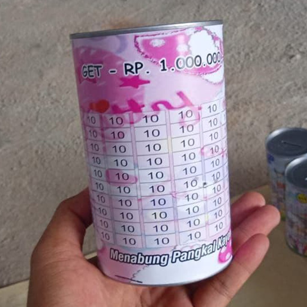 [✅COD] Celengan Tabungan Target Viral Kaleng Buka Tutup Unik Custom Karakter Nabung Anak Murah-1 JUTA (10K) KITTY