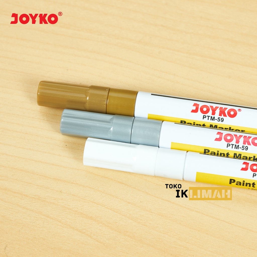 (1 Pcs) Paint Marker / Spidol Cat Permanent Joyko Warna Putih Silver Emas