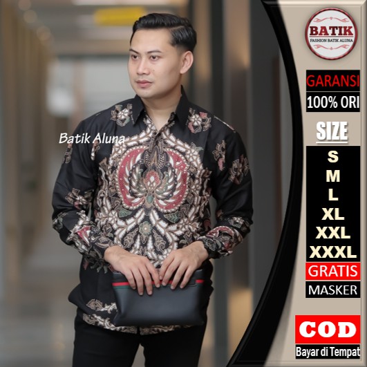 Batik pria lengan panjang Kemeja Atasan Baju batik pria laki laki lengan panjang premium solo modern