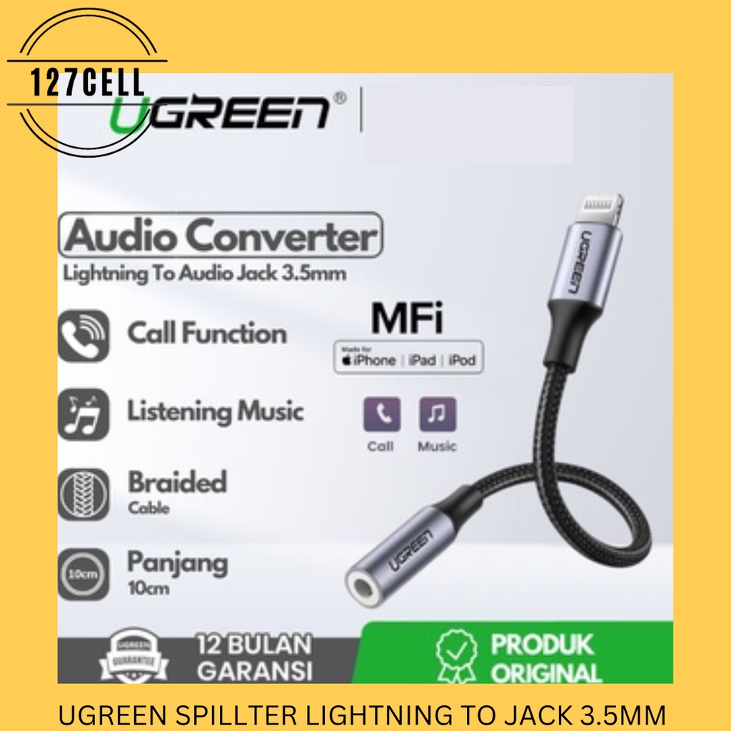 Splitter Lightning  11 12 13 14  UGREEN  Lightning to Jack 3.5mm Audio Adapter AUX Converter MFI