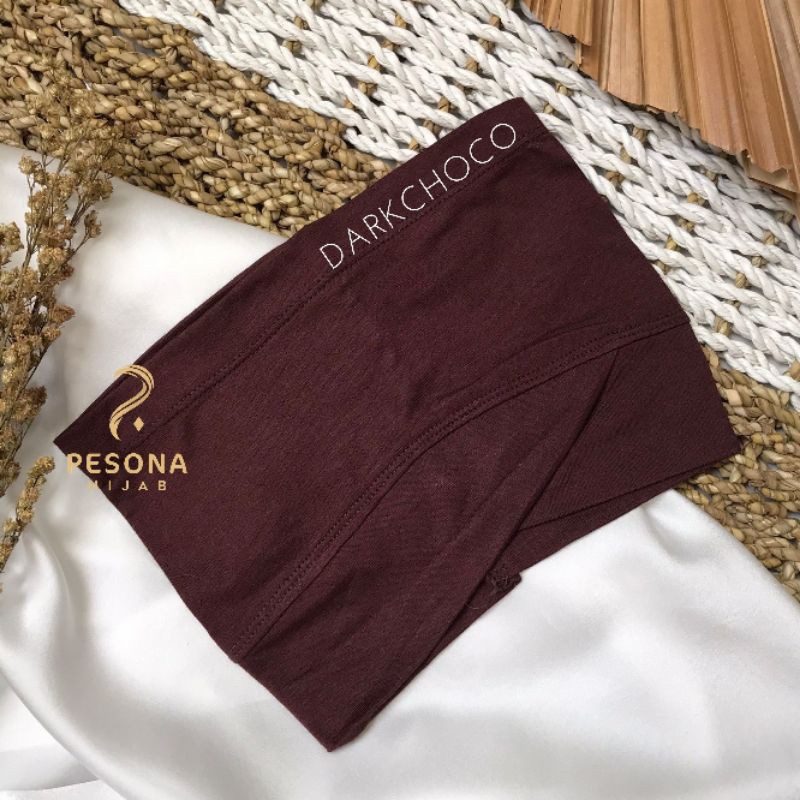CIPUT BANDANA SILANG PREMIUM 2 SISI (MENYAMARKAN WAJAH BULAT)-dark choco