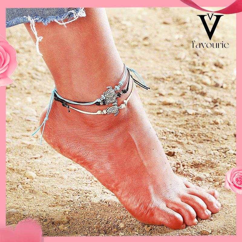 [COD]Vintage Tali Rami Turtle Anklet Handwoven Beach Anklet-FA