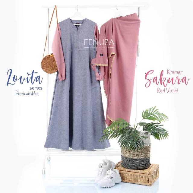 Gamis / Dress / Set Syar'i Lovita bahan Cotton Poly Busui Friendly by Fenuza