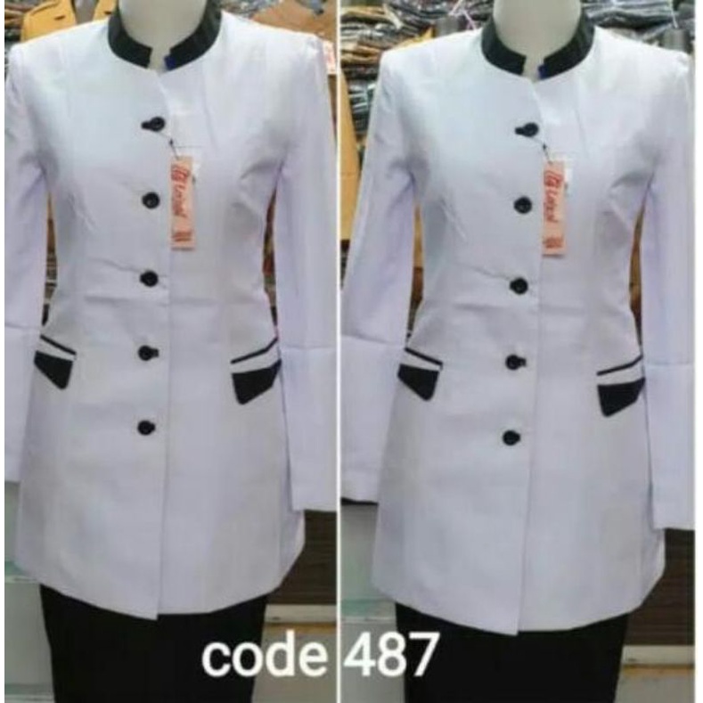 BLAZER WANITA SERAGAM KERJA PNS GURU PEMDA  HITAM PUTIH LOLANI