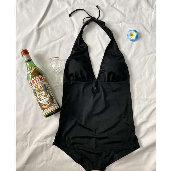 BIKINI BLACK ONE-PIECE SWIMSUIT/ MONOKINI/ BIKINI ONE PIECE BIKINI BEACHWEAR WANITA